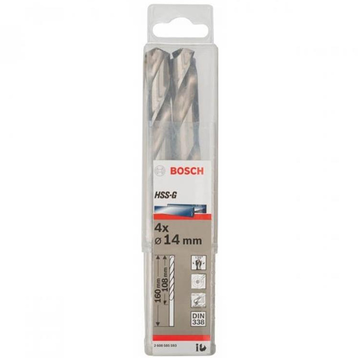Bộ 4 mũi khoan sắt Bosch HSS-G 14mm