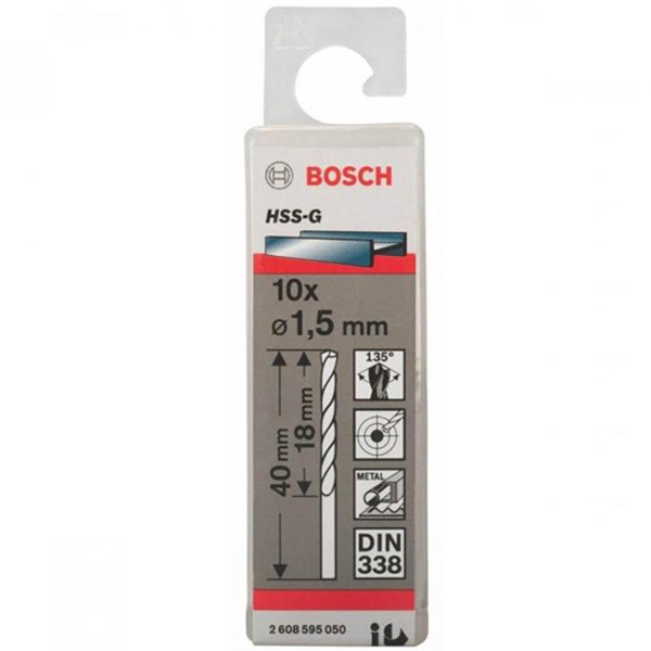 Bộ 10 mũi khoan sắt Bosch HSS-G 1.5mm