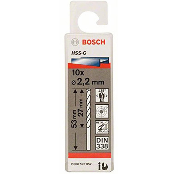Bộ 10 mũi khoan sắt Bosch HSS-G 2.2mm