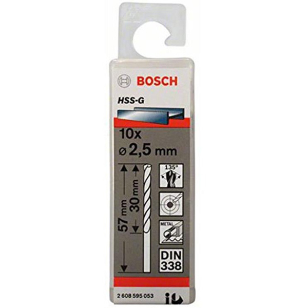 Bộ 10 mũi khoan sắt Bosch HSS-G 2.5mm