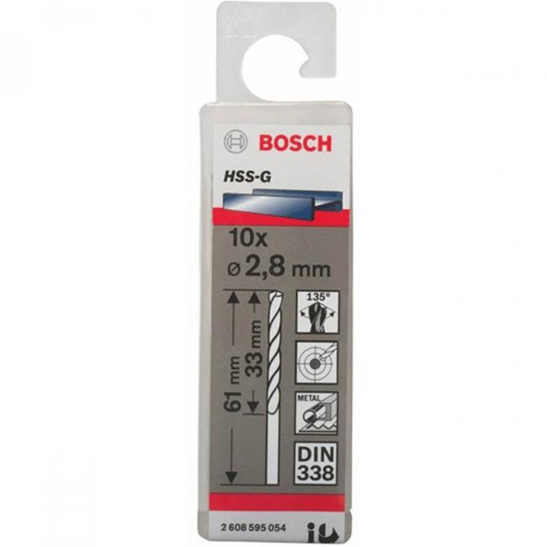 Bộ 10 mũi khoan sắt Bosch HSS-G 2.8mm