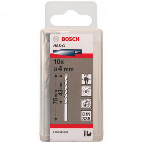 Bộ 10 mũi khoan sắt Bosch HSS-G 4mm