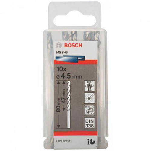 Bộ 10 mũi khoan sắt Bosch HSS-G 4.5mm