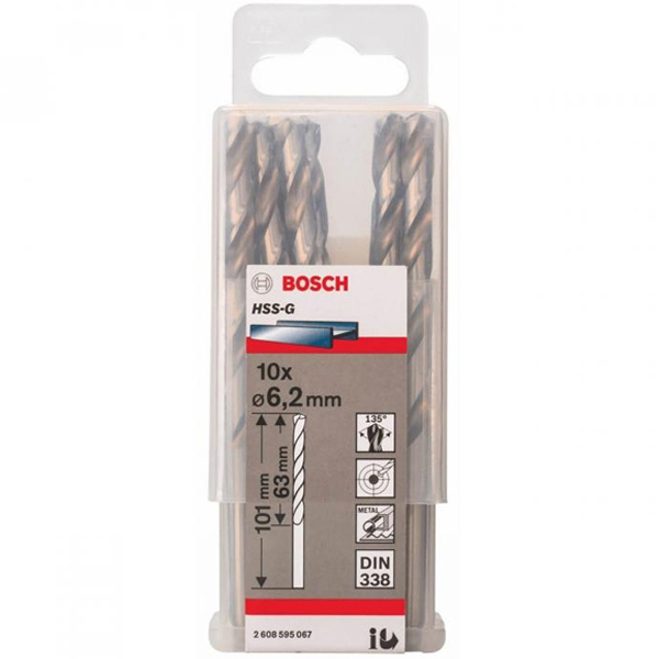 Bộ 10 mũi khoan sắt Bosch HSS-G 5.8mm