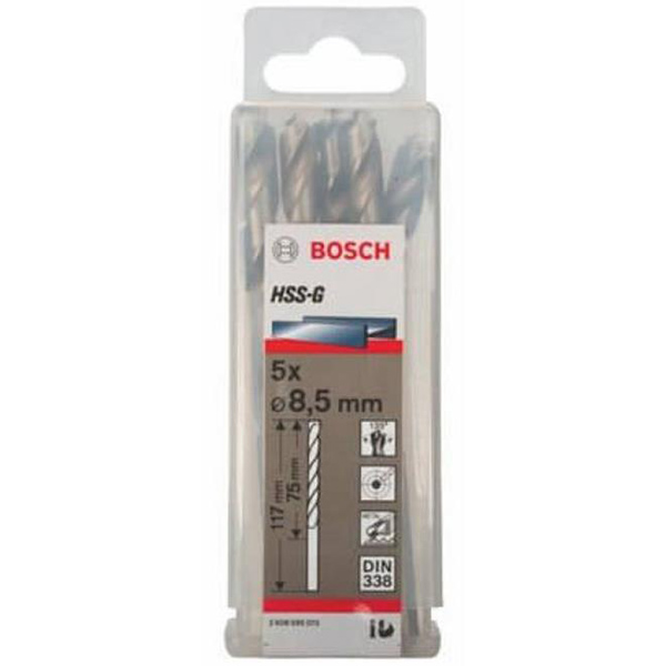 Bộ 5 mũi khoan sắt Bosch HSS-G 8.5mm