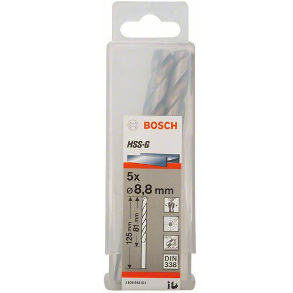 Bộ 5 mũi khoan sắt Bosch HSS-G 8.8mm