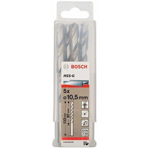 Bộ 5 mũi khoan sắt Bosch HSS-G 10.5mm