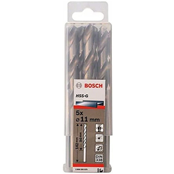 Bộ 5 mũi khoan sắt Bosch HSS-G 11mm