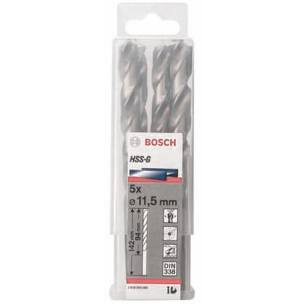 Bộ 5 mũi khoan sắt Bosch HSS-G 11.5mm