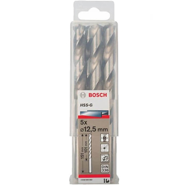 Bộ 5 mũi khoan sắt Bosch HSS-G 12.5mm