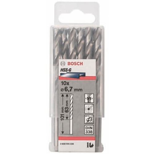 Bộ 10 mũi khoan sắt Bosch HSS-G 6.7mm