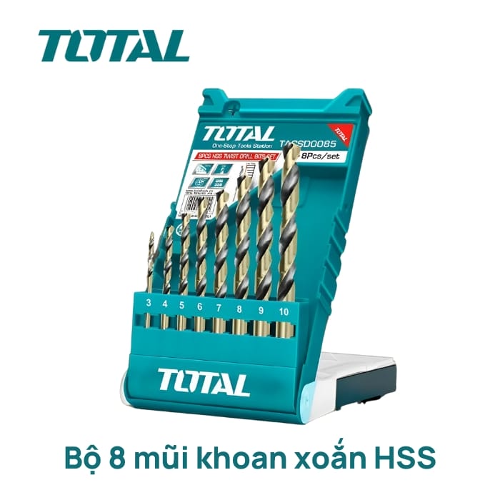 Bộ 8 mũi khoan xoắn HSS Total TACSD0085