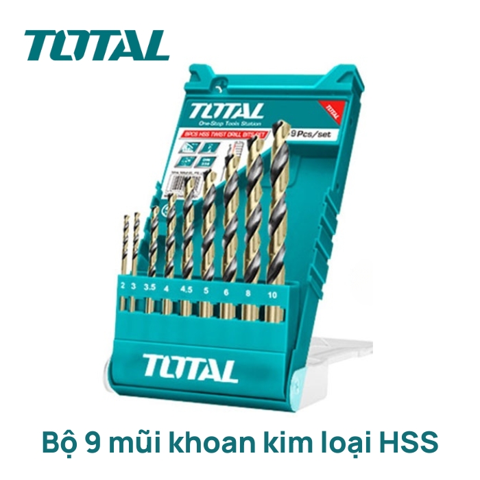 Bộ 9 mũi khoan kim loại HSS Total TACSD0095