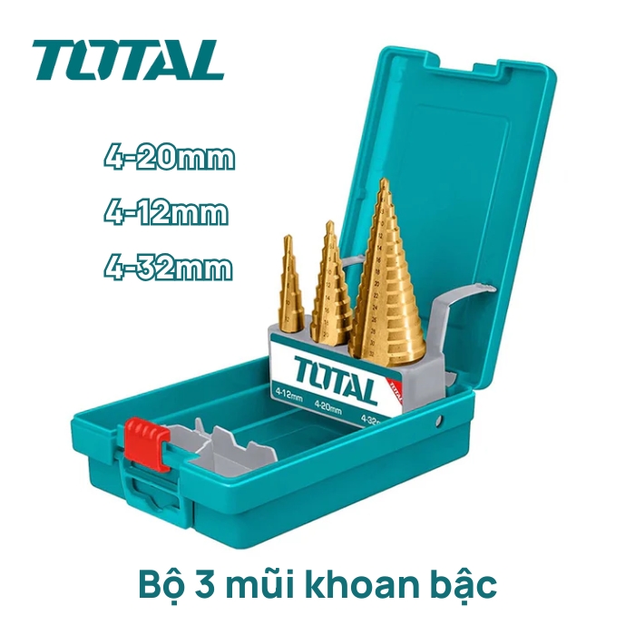 Bộ 3 mũi khoan chóp nón (bậc thang) Total TACSD2031
