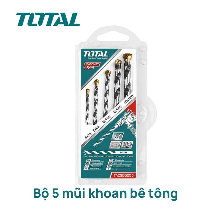 Bộ 5 mũi khoan bê tông Total TACSD5055
