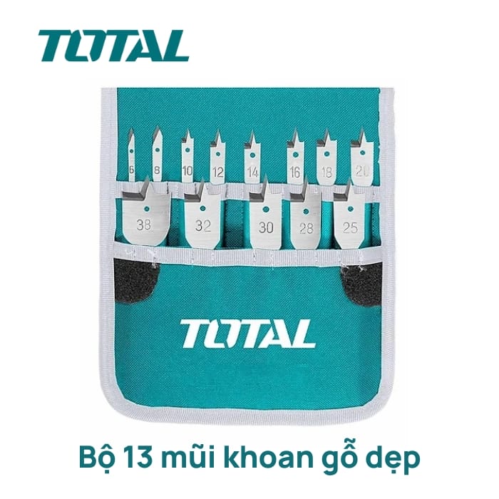 Bộ mũi khoan gỗ đầu dẹp 13 mũi Total TACSD70131