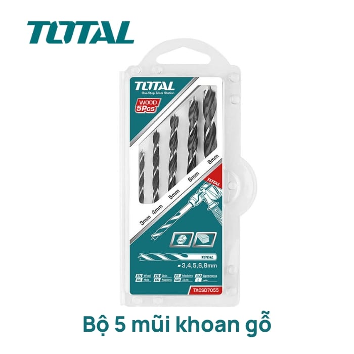 Bộ 5 mũi khoan gỗ Total TACSD7055