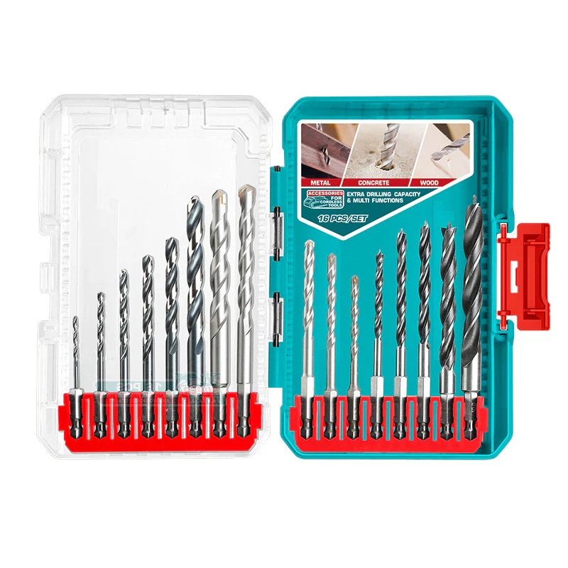 Bộ 16 mũi khoan kim loại, khoan tường và khoan gỗ Total TACSDL11608
