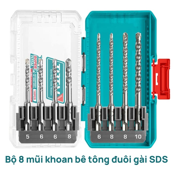 Bộ 8 mũi khoan bê tông đuôi gài SDS TACSDL11806