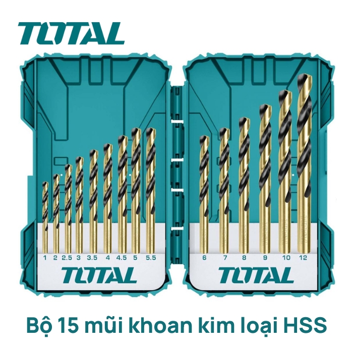 Bộ 15 mũi khoan sắt HSS Total TACSDL51501