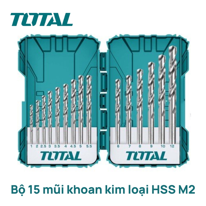 Bộ 15 mũi khoan sắt HSS M2 Total TACSDL51502