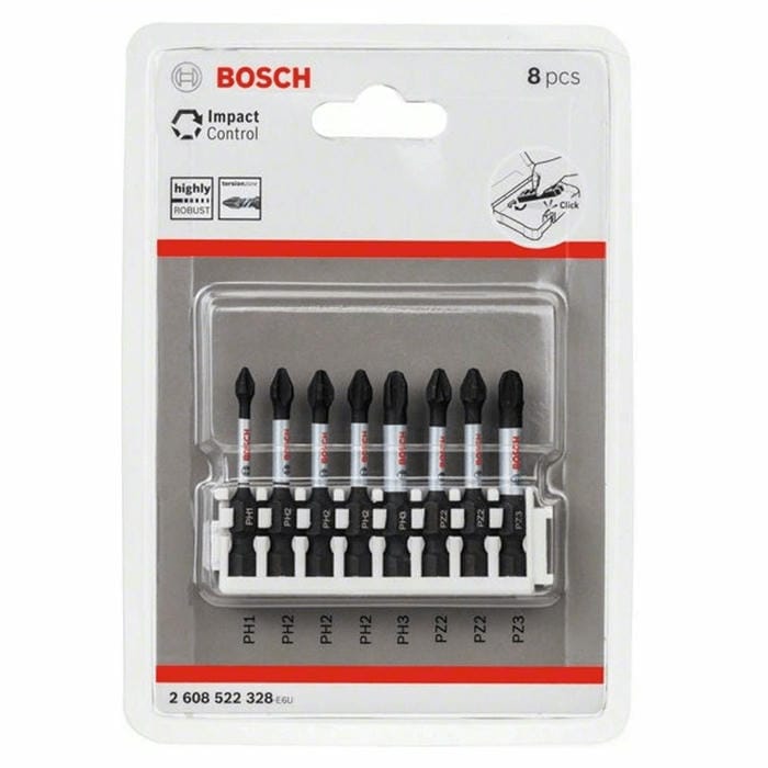 Bộ 8 đầu vặn vít Impact Control (PH2) 50mm Bosch