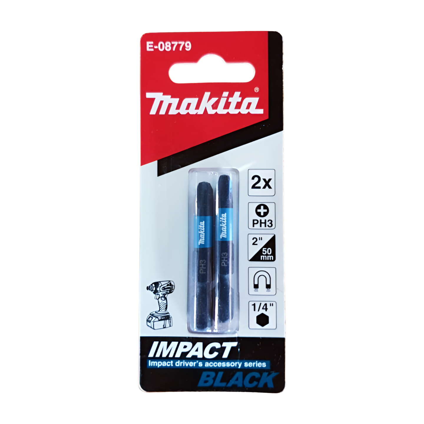 Bộ 2 mũi vít PH3 50mm Impact Black Makita E-08779