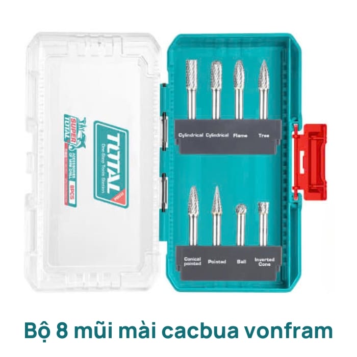 Bộ 8 mũi mài cacbua vonfram Total TACSDL10801