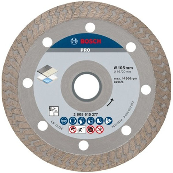 Đĩa cắt gạch, đá bê tông bosch kim cương Turbo 105x16/20mm Hard Ceramic