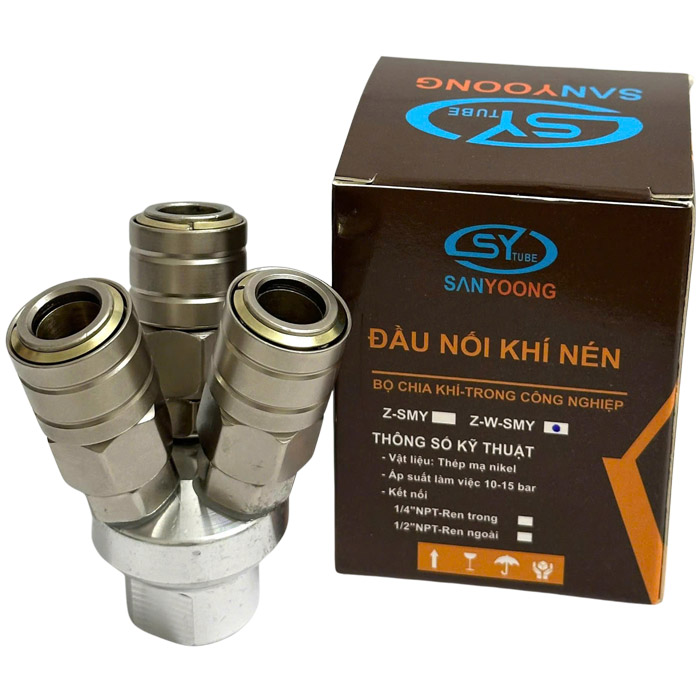 Bộ chia khí nén 3 chạc, ren trong Sanyoong tự động