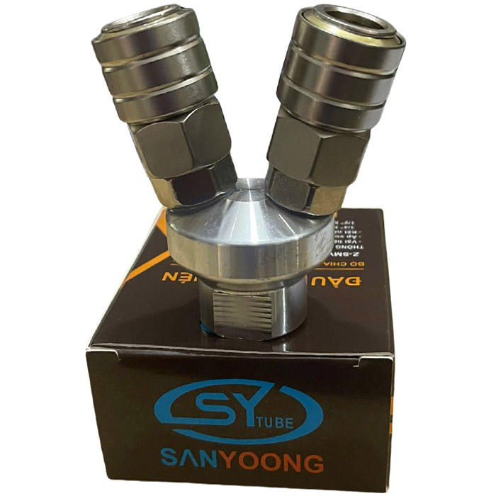 Bộ chia khí nén 2 chạc, ren trong Sanyoong tự động