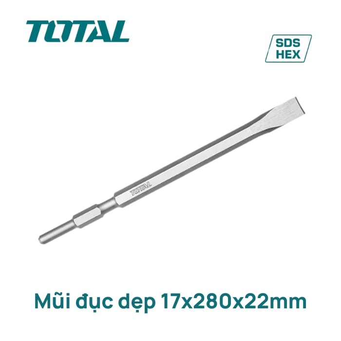 Mũi đục dẹp đuôi lục giác 17x280x22mm Total TAC153172