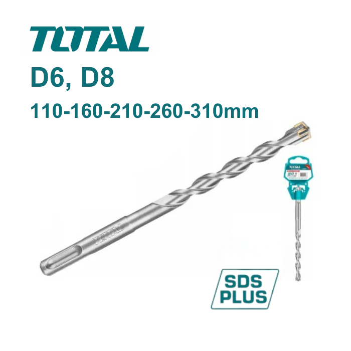 Mũi khoan bê tông 4 cạnh D6/D8 Total