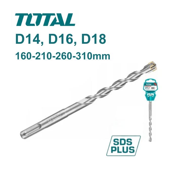 Mũi khoan bê tông 4 cạnh D14/D16/D18 Total