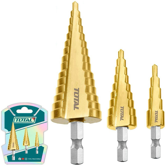 Bộ 3 mũi khoan bậc thang chuôi lục giác Total TAC80402