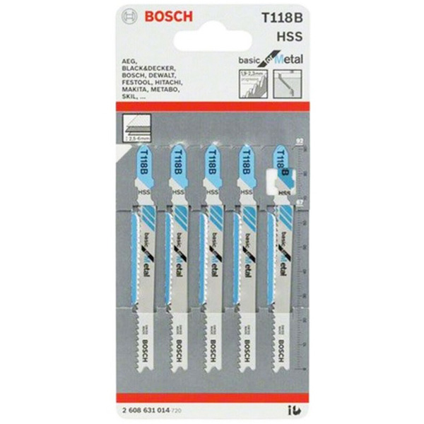 Bộ 5 lưỡi cưa lọng Bosch  T 118 B - Sắt
