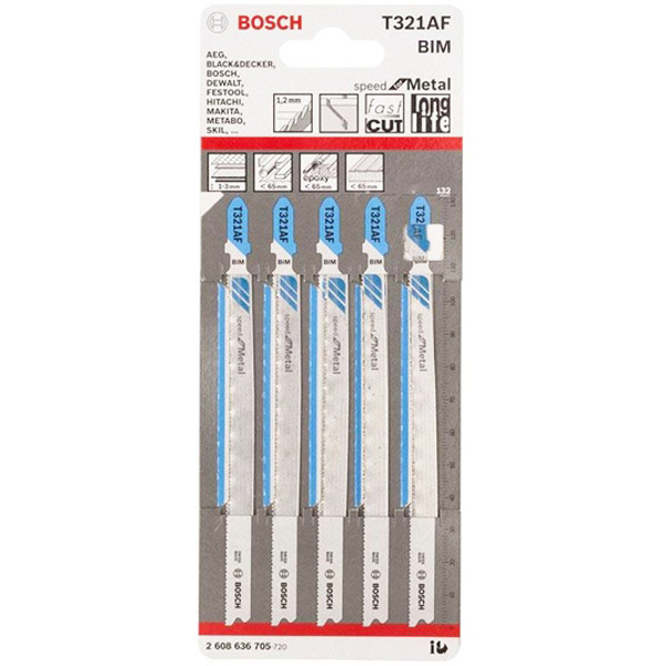Bộ 5 lưỡi cưa lọng  sắt Bosch T 321 AF (Thay thế T 318 A)