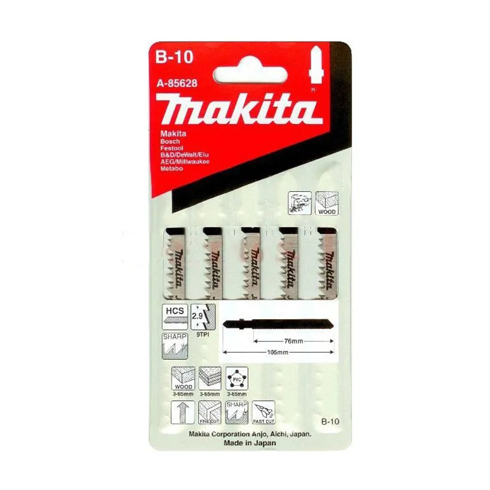 Bộ 5 lưỡi cưa lọng gỗ hoàn thiện dài 75mm NO.B10 Makita A-85628