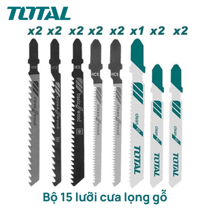 Bộ 15 lưỡi cưa lọng gỗ 8 răng Total TAC151111C