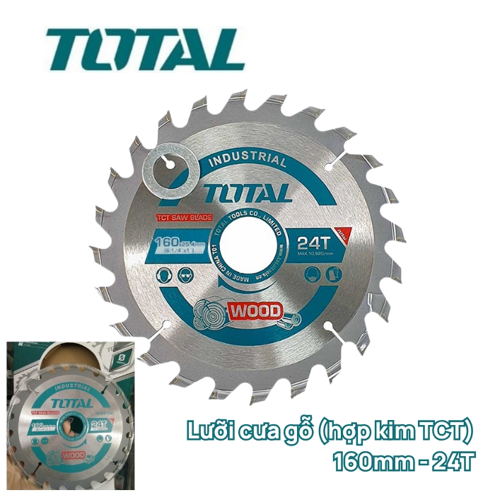 Lưỡi cưa gỗ (hợp kim TCT) 160mm Total TAC231341