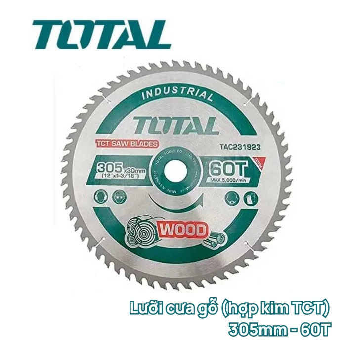 Lưỡi cưa gỗ TCT 3T*60R 305mm Total TAC231923