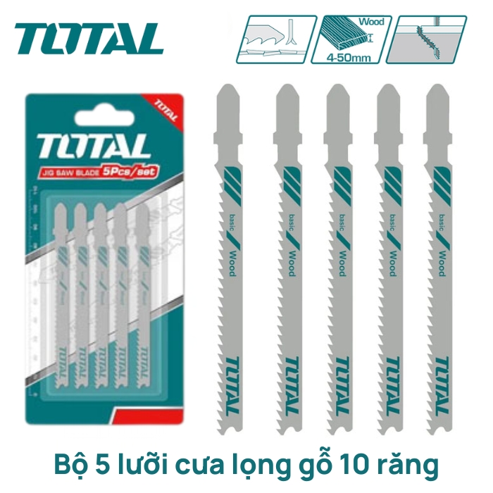 Bộ 5 lưỡi cưa lọng gỗ 10 răng Total TAC51101B