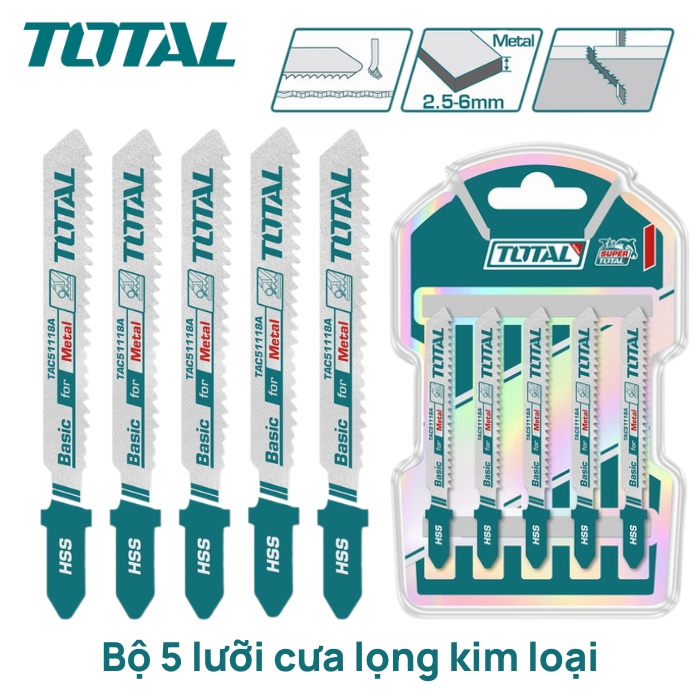 Bộ 5 lưỡi cưa lọng kim loại 21 răng Total TAC51118A