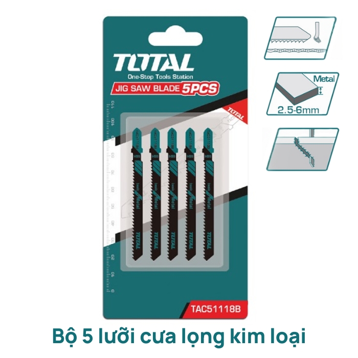 Bộ 5 lưỡi cưa lọng kim loại Total TAC51118B