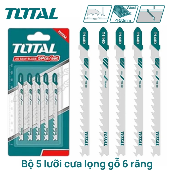 Bộ 5 lưỡi cưa lọng gỗ 6 răng Total TAC51144D