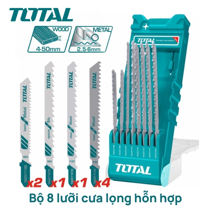 Bộ 8 lưỡi cưa lọng nhôm, gỗ và kim loại Total TACSD7386