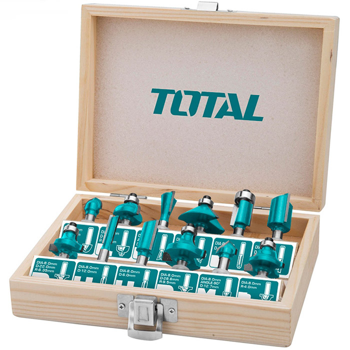 Bộ 12 mũi phay gỗ 1/2'' (12.7mm) Total TACSR0102121