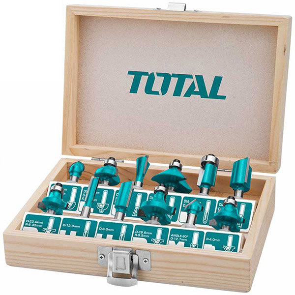 Bộ 12 mũi phay gỗ 1/4'' (6.3mm) Total TACSR0104121