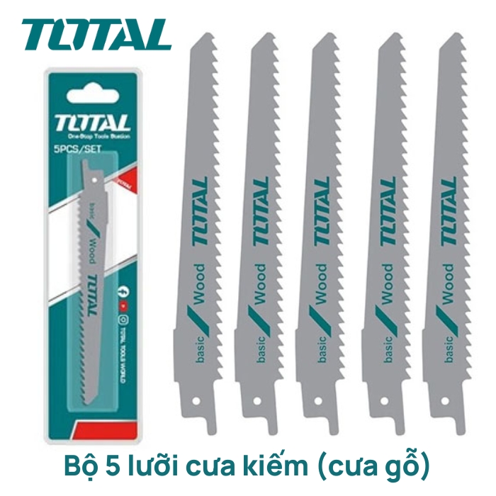 Bộ 5 lưỡi cưa kiếm 150mm cắt gỗ Total TRSB611D